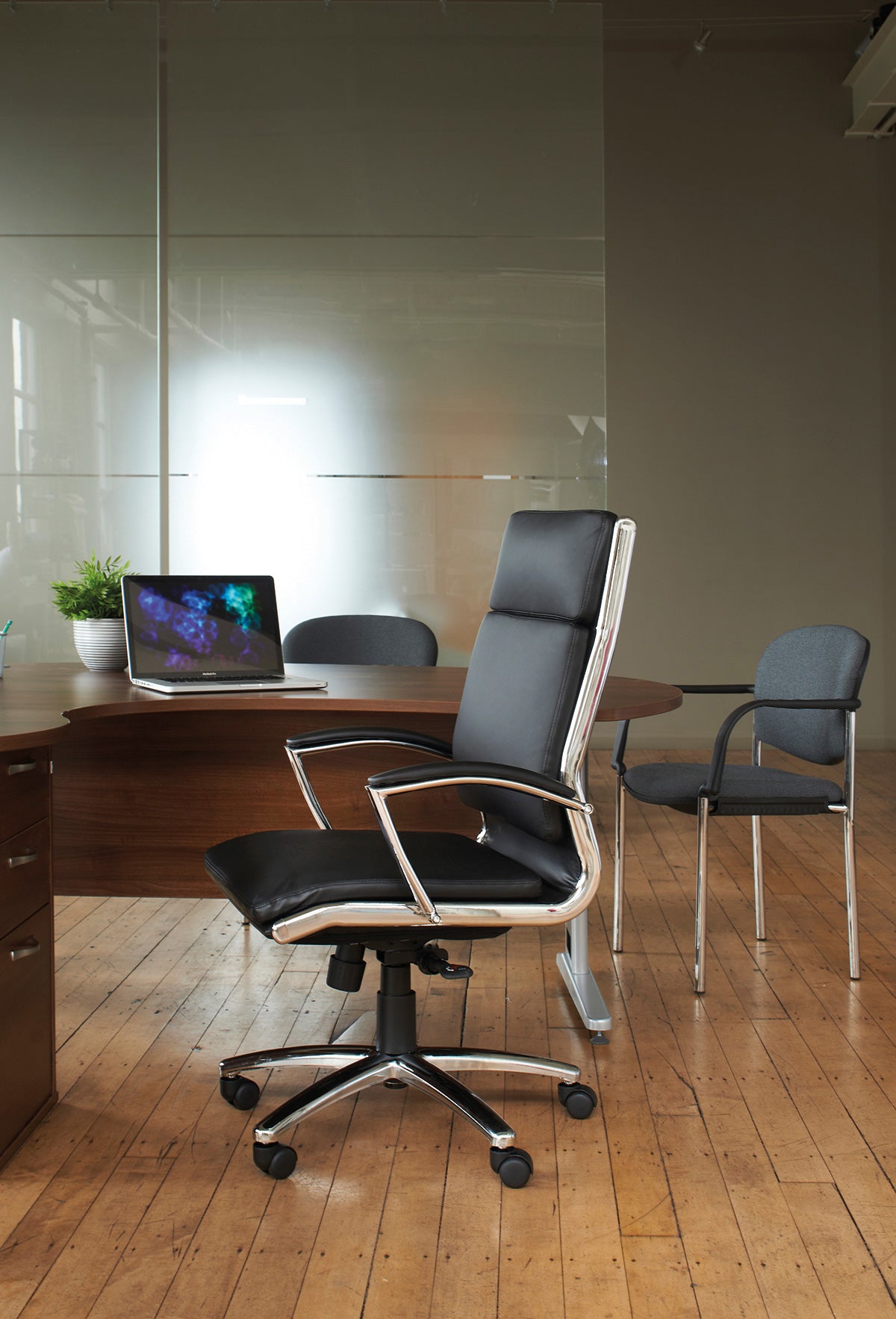 Florence high back executive chair - black leather faced - view 5