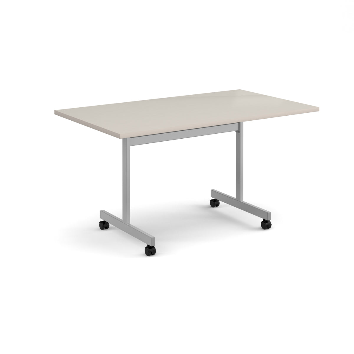 Rectangular flip top meeting table with silver frame 1400mm x 800mm - Light Grey - view 1