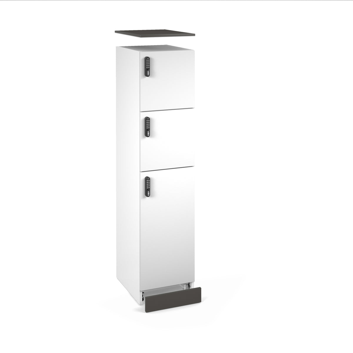 Flux top and plinth finishing panels for single locker units 400mm wide - onyx grey - view 2