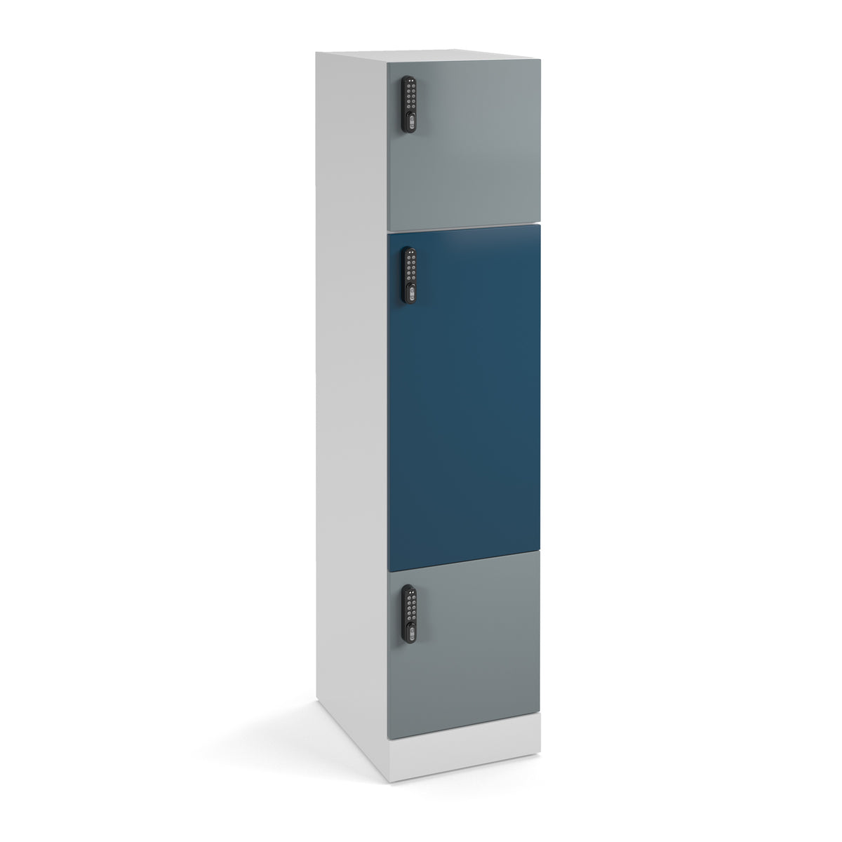 Flux 1700mm high lockers with three doors (larger middle door) - digital lock - view 1