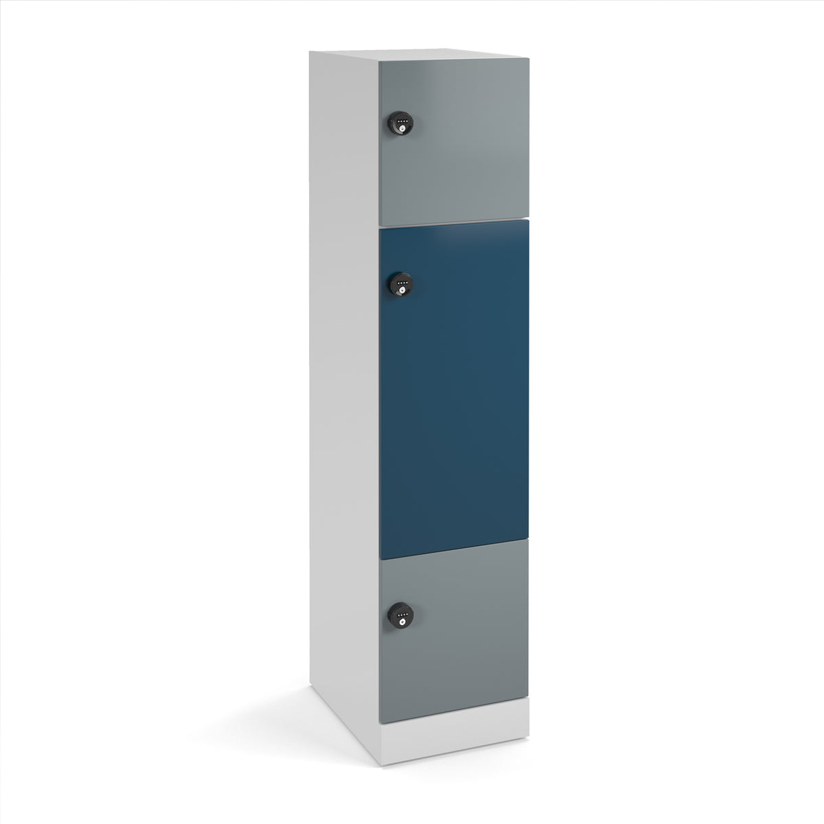 Flux 1700mm high lockers with three doors (larger middle door) - mechanical lock - view 1