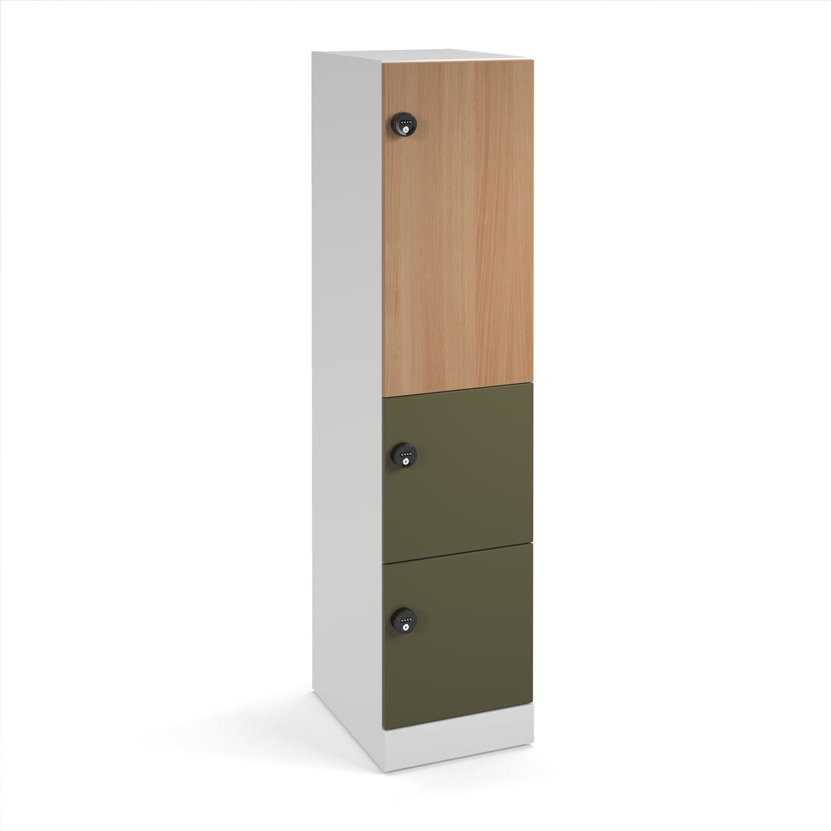 Flux 1700mm high lockers with three doors (larger upper door) - mechanical lock - view 1