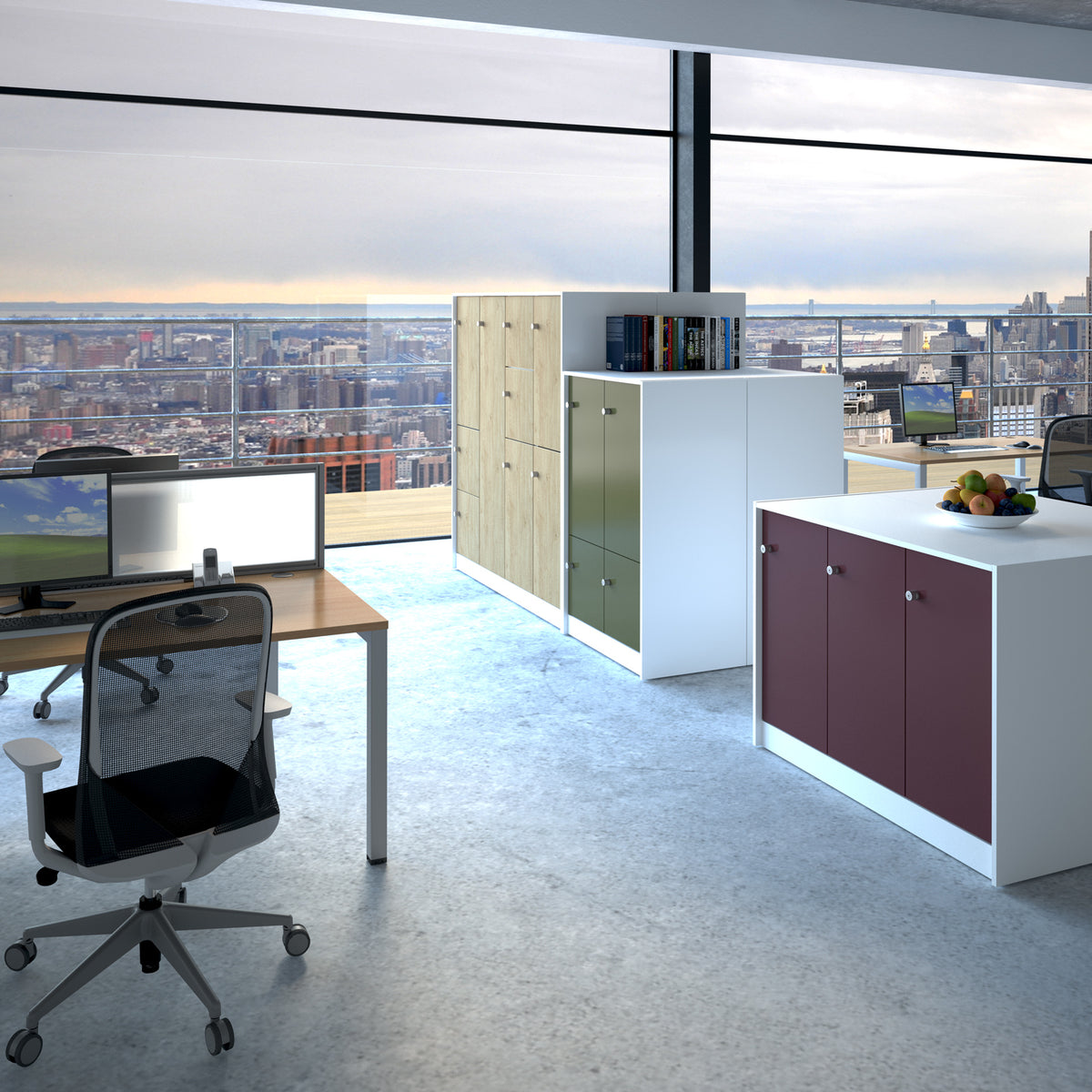Flux 1700mm high lockers with one door - cam lock - view 2