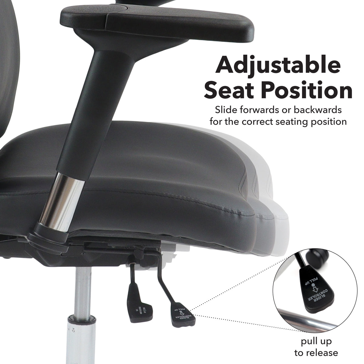 Franklin high back 24 hour task chair - black bonded leather - view 3