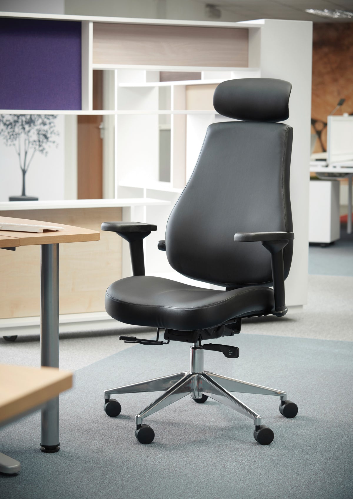 Franklin high back 24 hour task chair - black bonded leather - view 5