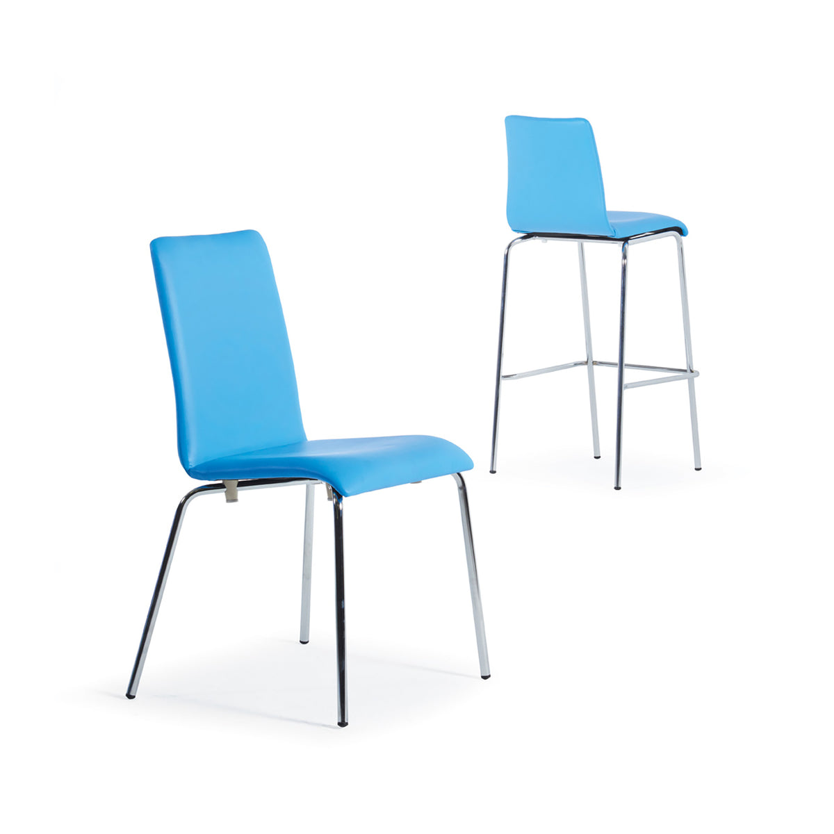 Fundamental dining stool fully upholstered with chrome frame - made to order - view 3