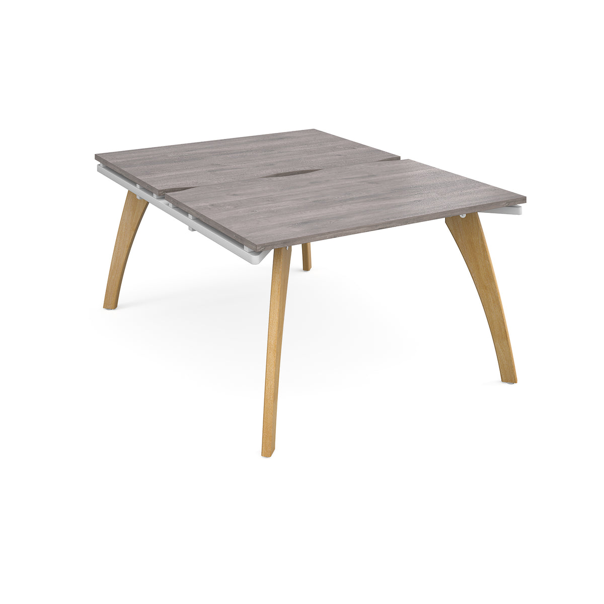Fuze back to back desks 1200mm x 1600mm with oak legs - white underframe, Grey Oak Top - view 1