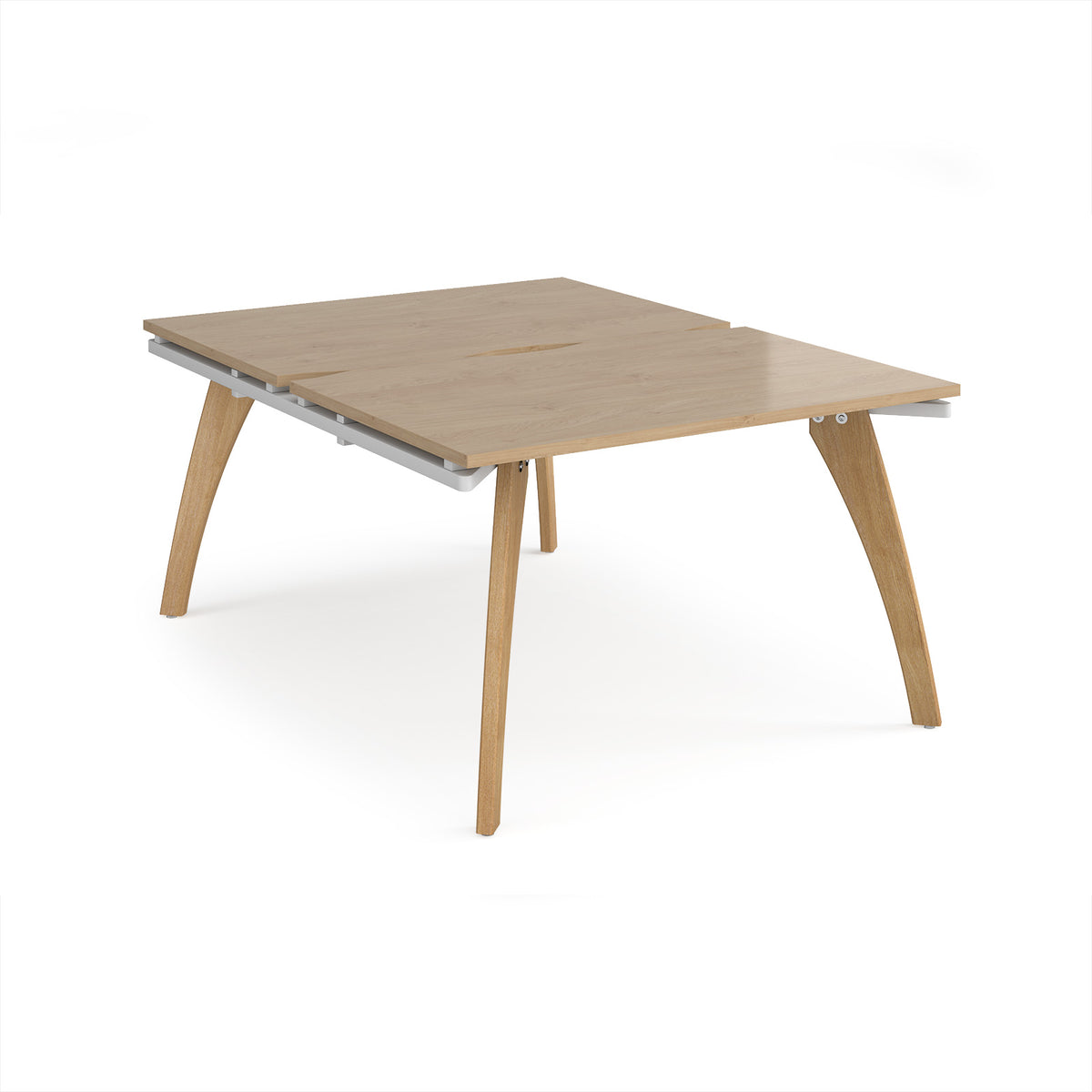 Fuze back to back desks 1200mm x 1600mm with oak legs - white underframe, Kendal Oak Top - view 1