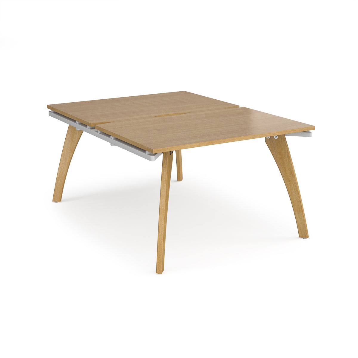 Fuze back to back desks 1200mm x 1600mm with oak legs - white underframe, Oak Top - view 1