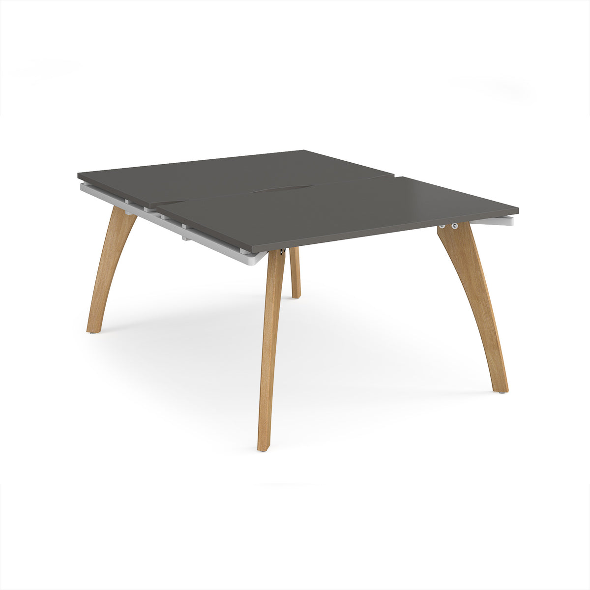 Fuze back to back desks 1200mm x 1600mm with oak legs - white underframe, storm grey top - view 1