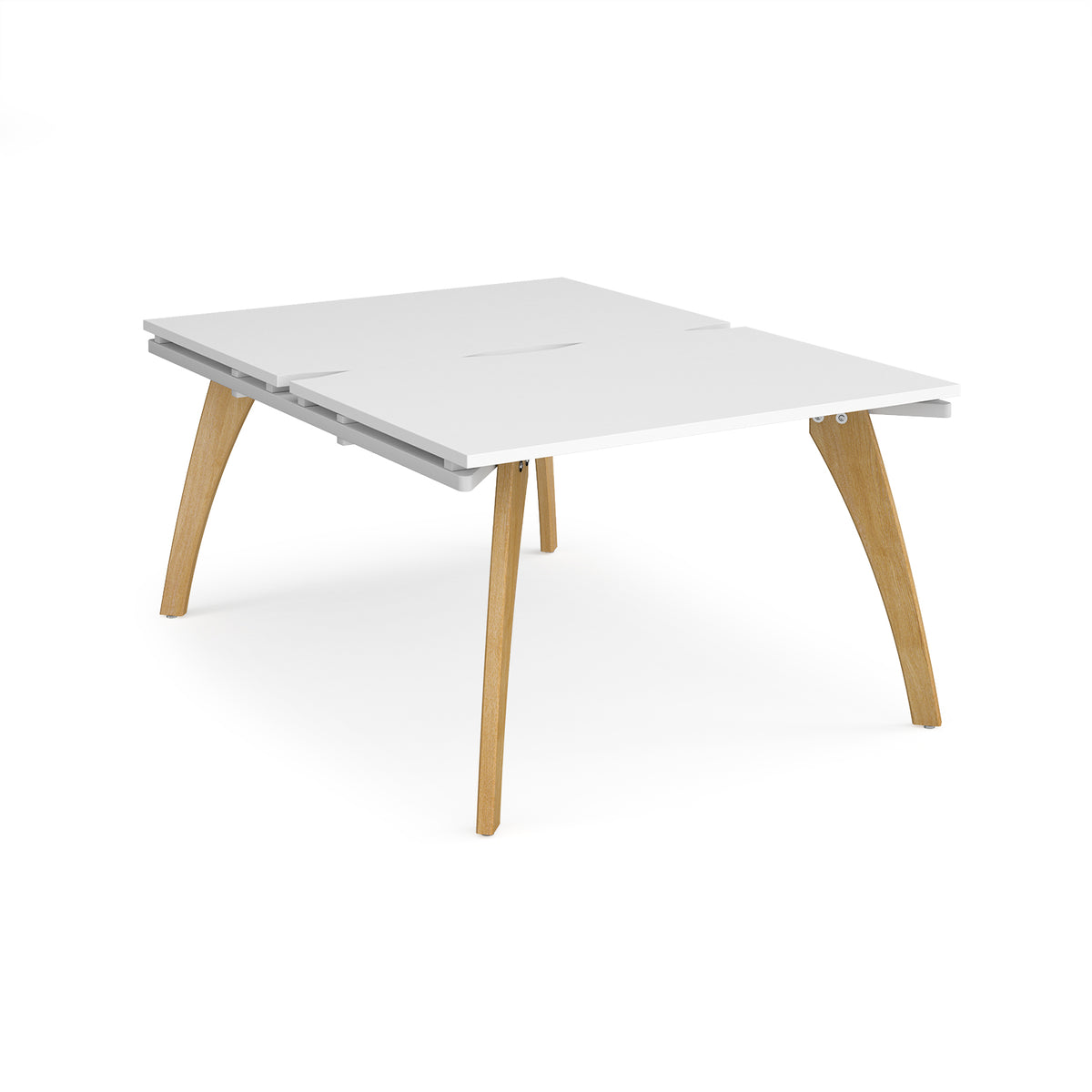 Fuze back to back desks 1200mm x 1600mm with oak legs - white underframe, White Top - view 1
