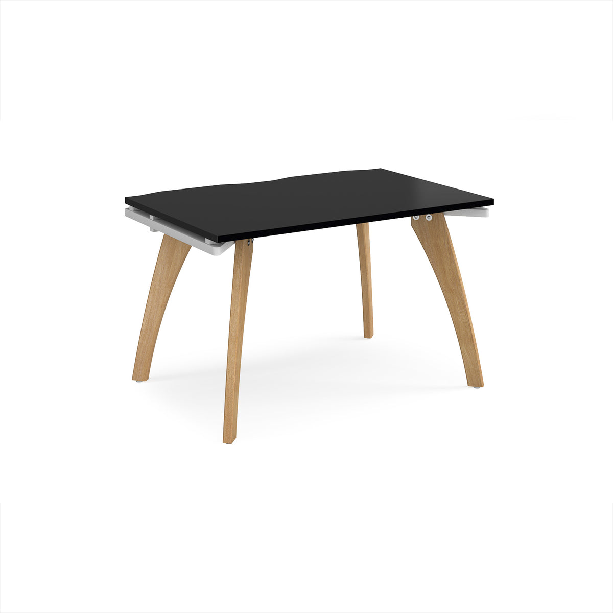 Fuze single desk 1200mm x 800mm with oak legs - white underframe, black top - view 1