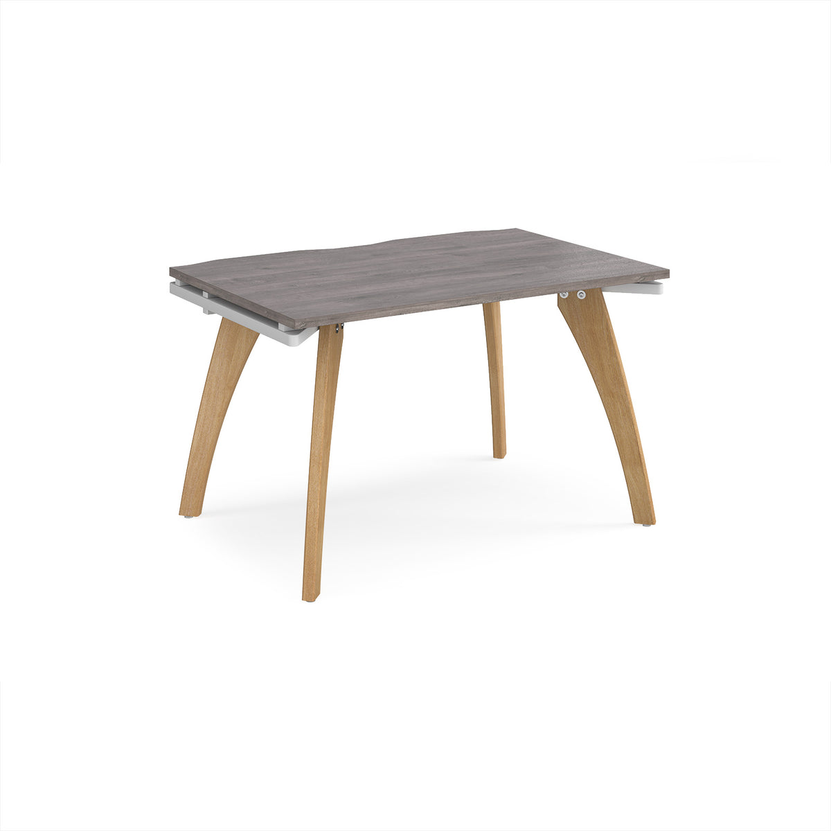 Fuze single desk 1200mm x 800mm with oak legs - white underframe, Grey Oak Top - view 1