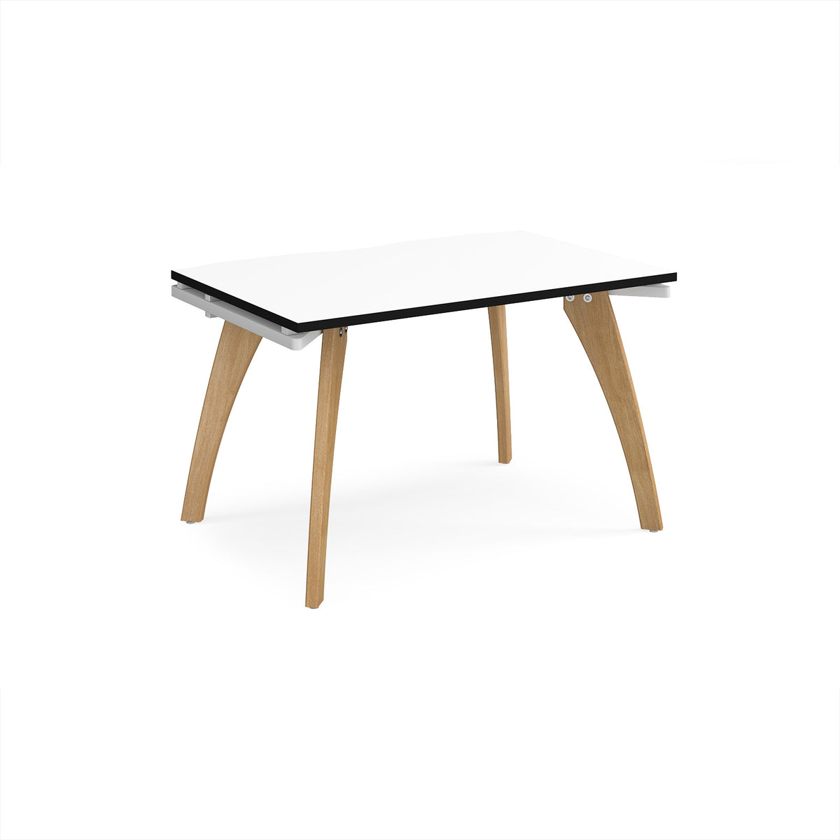 Fuze single desk 1200mm x 800mm with oak legs - white underframe, White Top, black edge - view 1