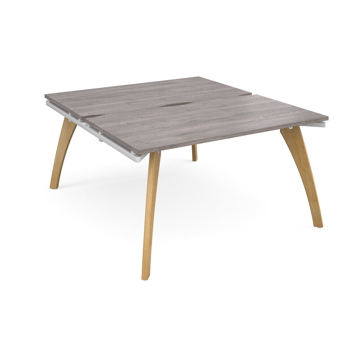 Fuze back to back desks 1400mm x 1600mm with oak legs - white underframe, Grey Oak Top - view 1