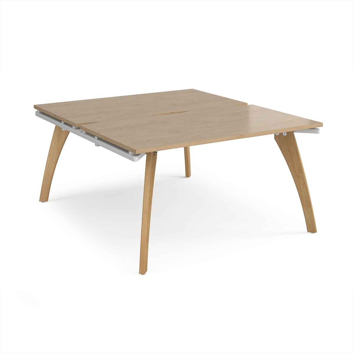 Fuze back to back desks 1400mm x 1600mm with oak legs - white underframe, Kendal Oak Top - view 1