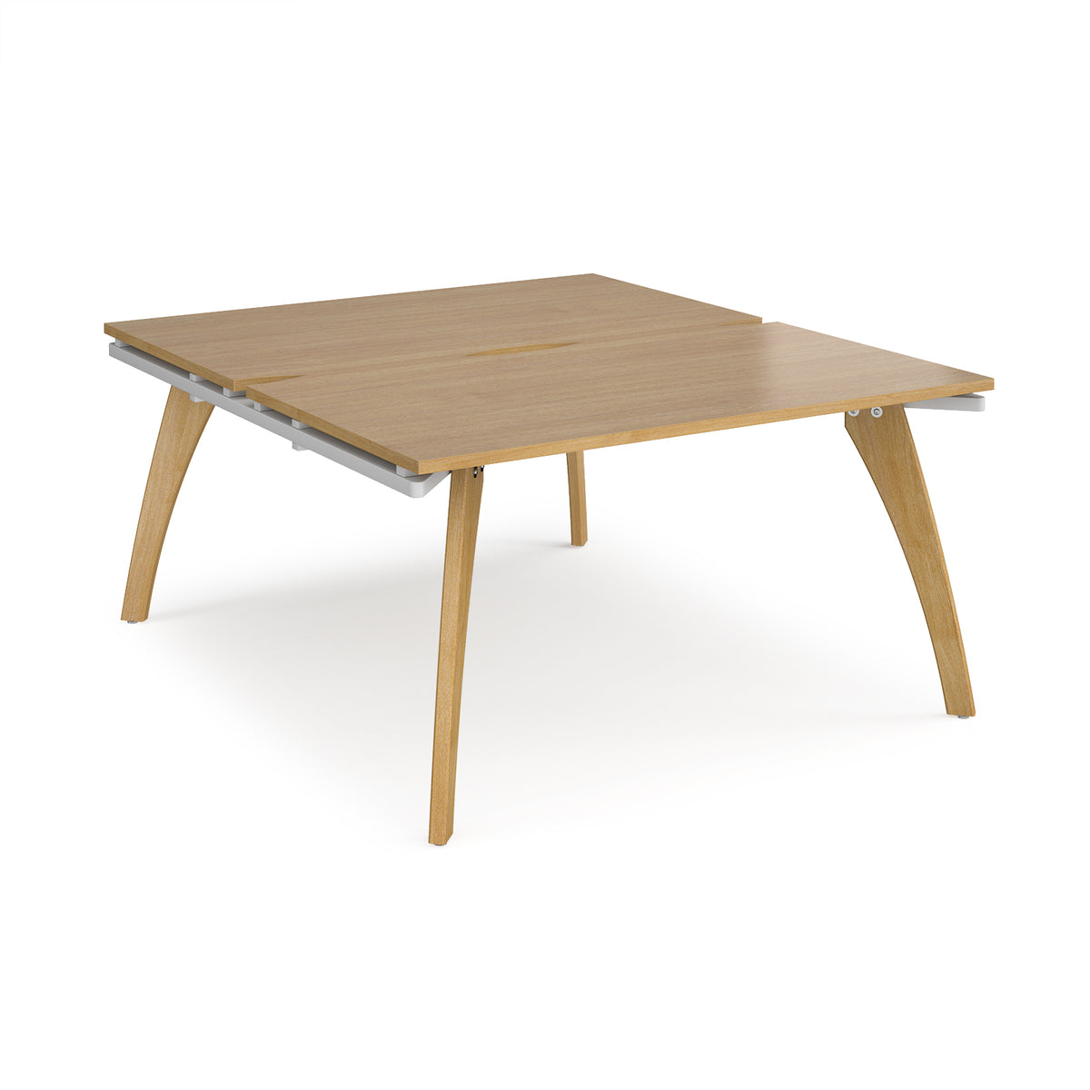 Fuze back to back desks 1400mm x 1600mm with oak legs - white underframe, Oak Top - view 1