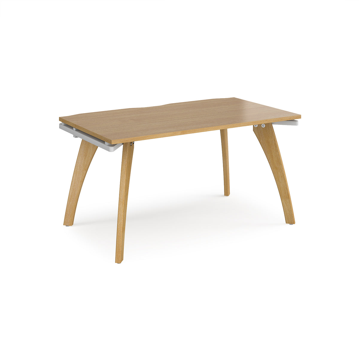 Fuze single desk 1400mm x 800mm with oak legs - white underframe, Oak Top - view 1