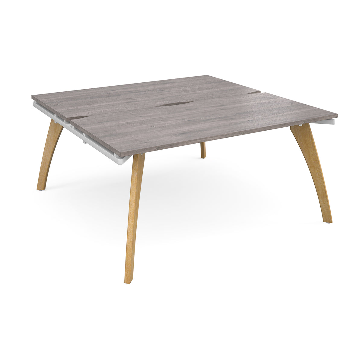 Fuze back to back desks 1600mm x 1600mm with oak legs - white underframe, Grey Oak Top - view 1
