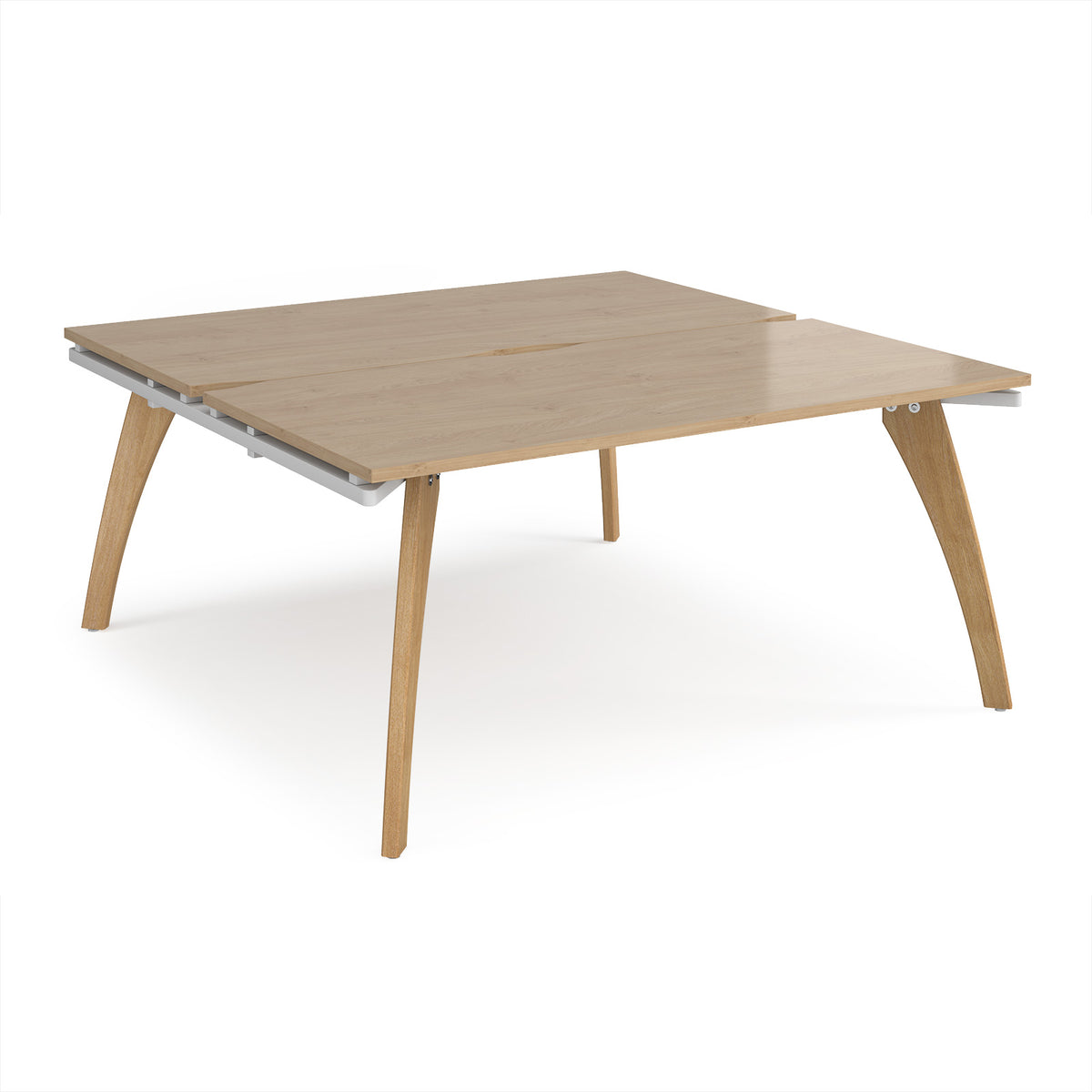 Fuze back to back desks 1600mm x 1600mm with oak legs - white underframe, Kendal Oak Top - view 1