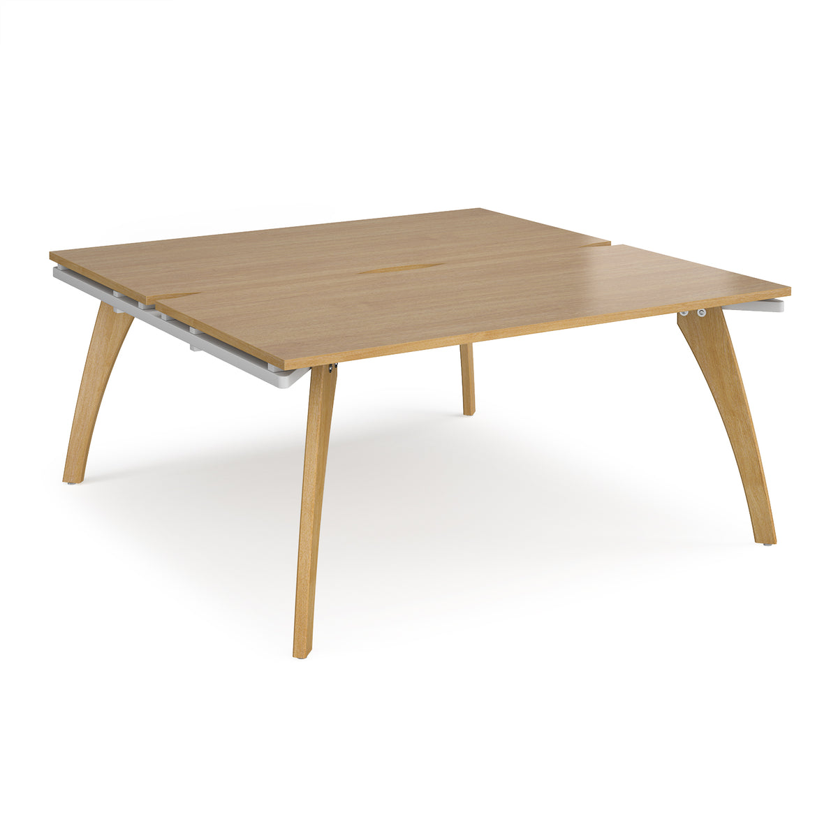 Fuze back to back desks 1600mm x 1600mm with oak legs - white underframe, Oak Top - view 1