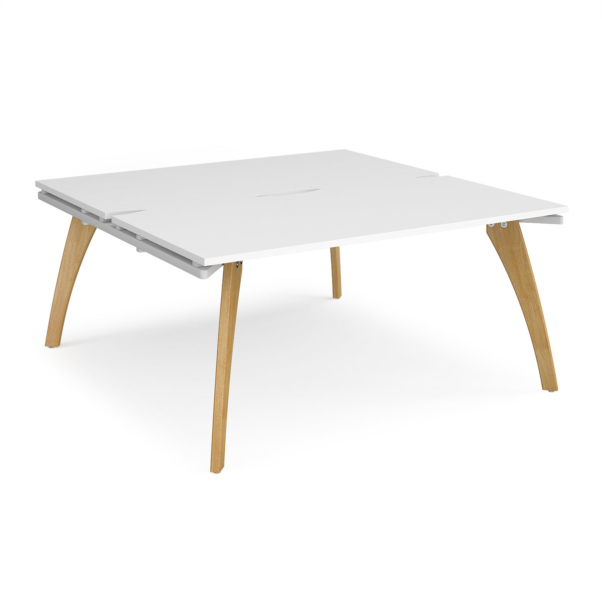 Fuze back to back desks 1600mm x 1600mm with oak legs - white underframe, White Top - view 1