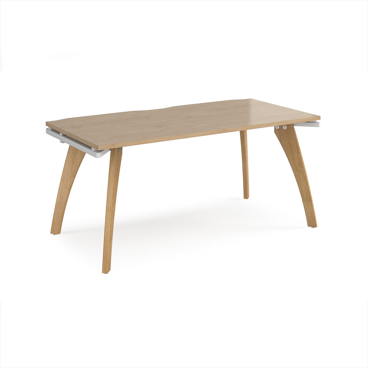 Fuze single desk 1600mm x 800mm with oak legs - white underframe, Kendal Oak Top - view 1