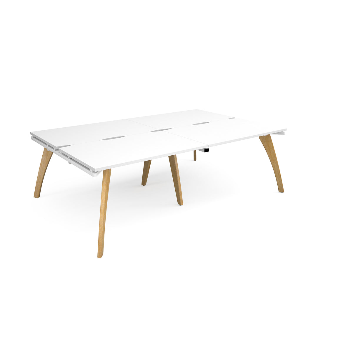Fuze double back to back desks 2400mm x 1600mm with oak legs - white underframe, White Top - view 1