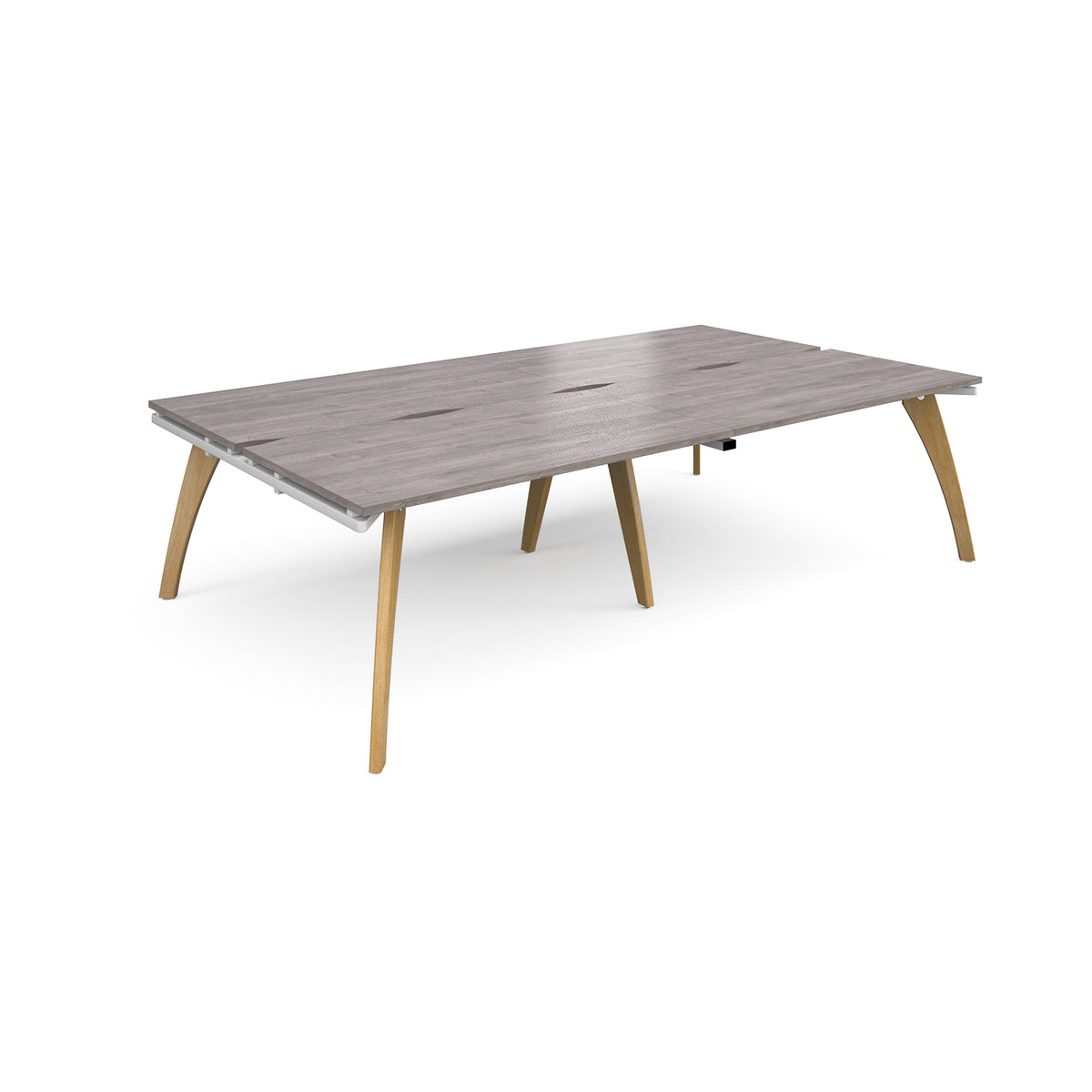 Fuze double back to back desks 2800mm x 1600mm with oak legs - white underframe, Grey Oak Top - view 1