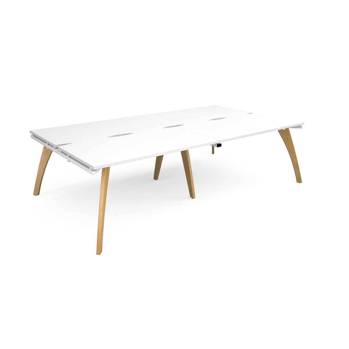 Fuze double back to back desks 2800mm x 1600mm with oak legs - white underframe, White Top - view 1