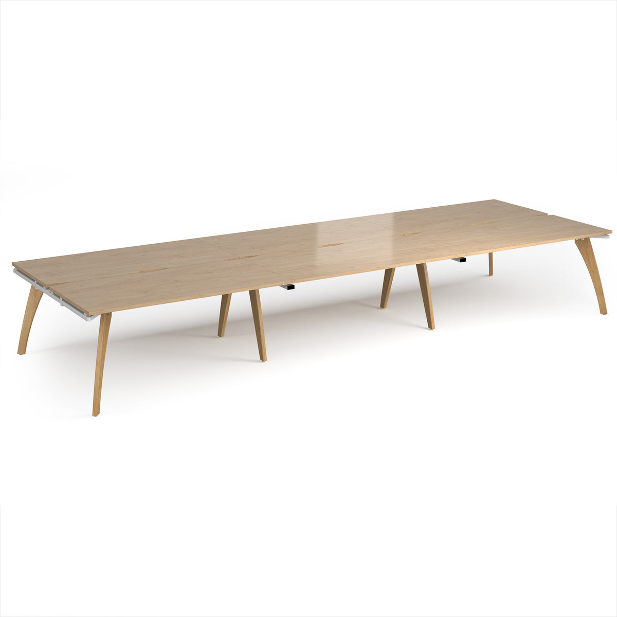 Fuze triple back to back desks 4800mm x 1600mm with oak legs - white underframe, Kendal Oak Top - view 1