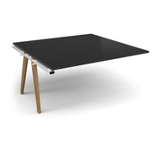 Fuze boardroom table add on unit 1600mm x 1600mm with oak legs - white underframe, black top - view 1