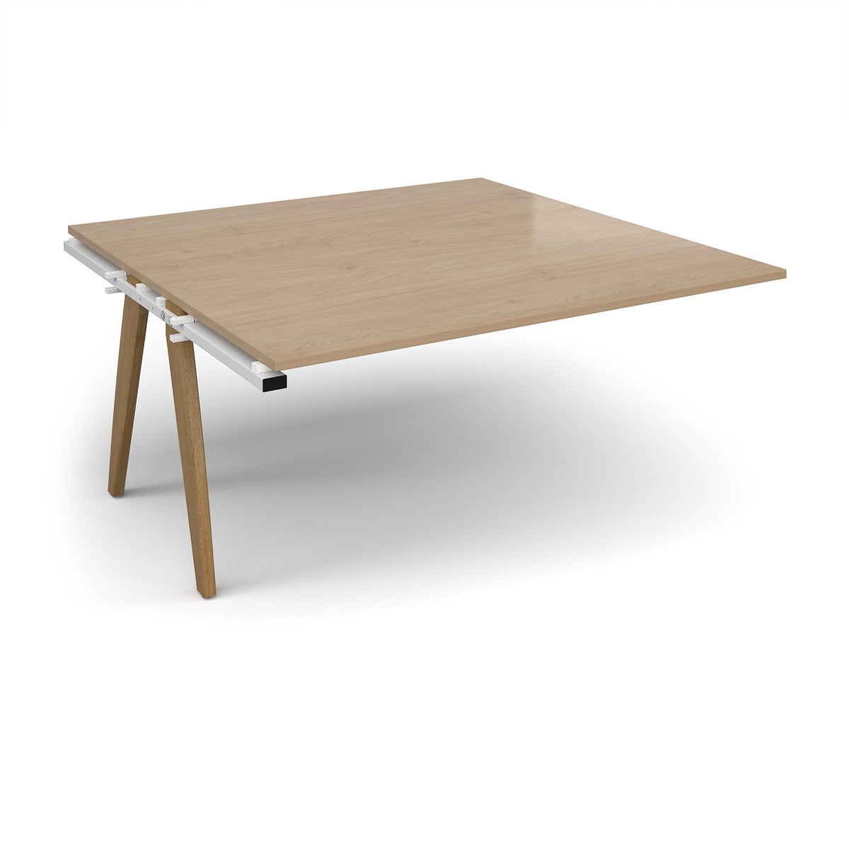 Fuze boardroom table add on unit 1600mm x 1600mm with oak legs - white underframe, Kendal Oak Top - view 1