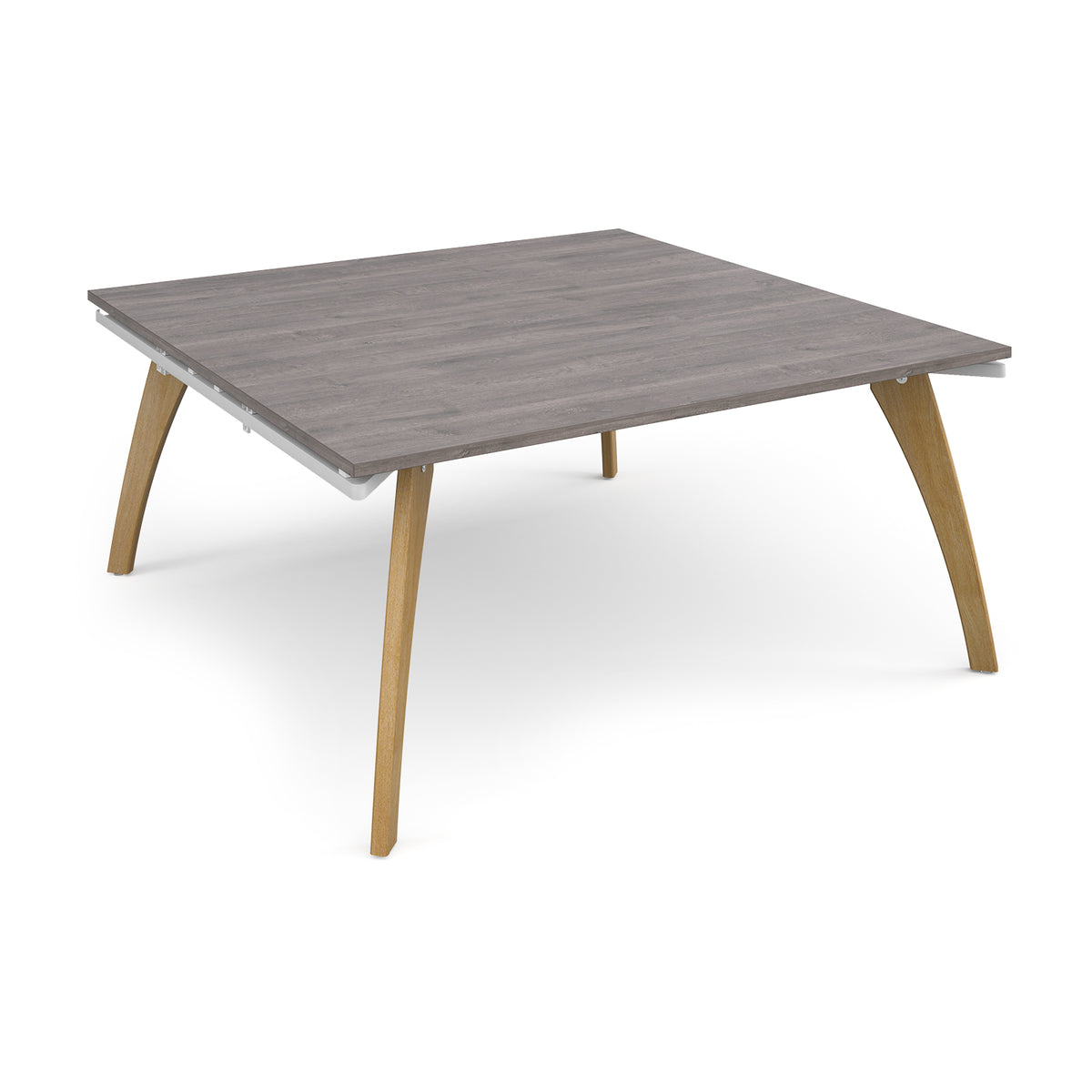 Fuze square boardroom table 1600mm x 1600mm with oak legs - white underframe, Grey Oak Top - view 1