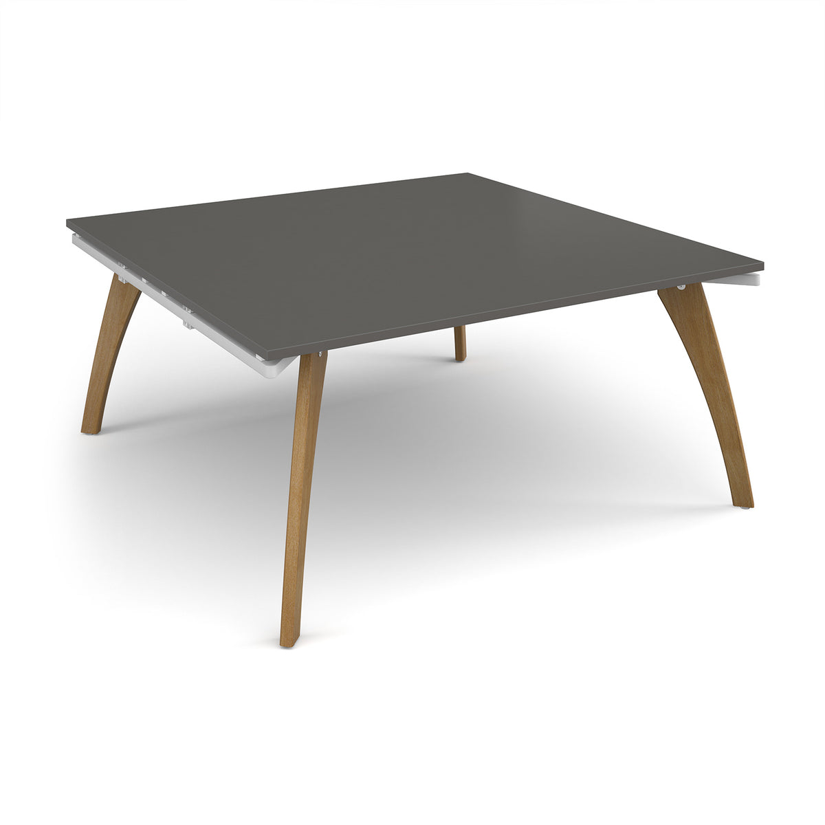 Fuze square boardroom table 1600mm x 1600mm with oak legs - white underframe, onyx grey top - view 1
