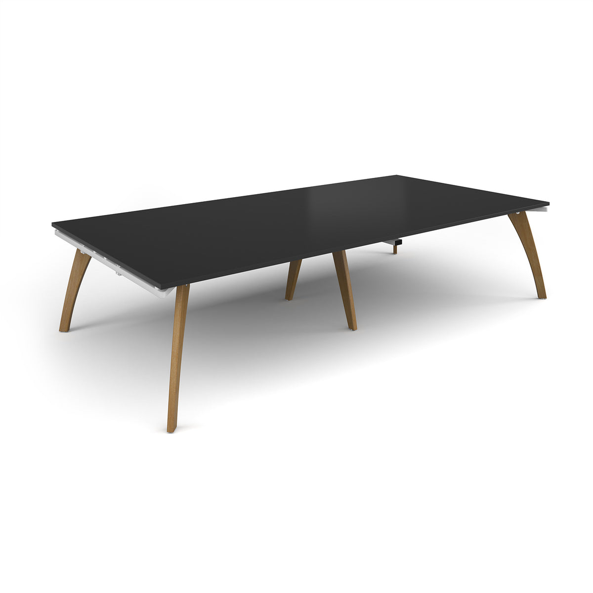 Fuze rectangular boardroom table 3200mm x 1600mm with oak legs - white underframe, black top - view 1
