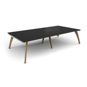 Fuze rectangular boardroom table 3200mm x 1600mm with oak legs - white underframe, black top - view 1