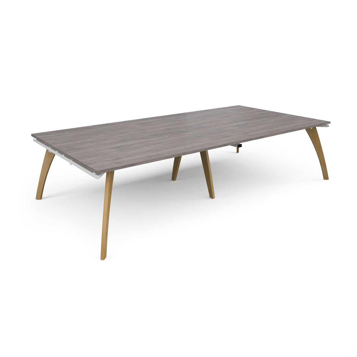 Fuze rectangular boardroom table 3200mm x 1600mm with oak legs - white underframe, Grey Oak Top - view 1