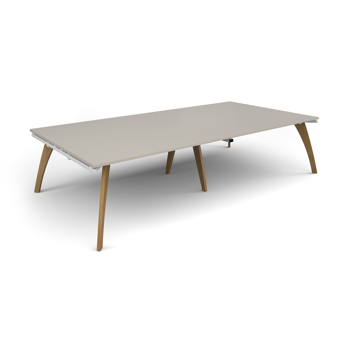 Fuze rectangular boardroom table 3200mm x 1600mm with oak legs - white underframe, light grey top - view 1