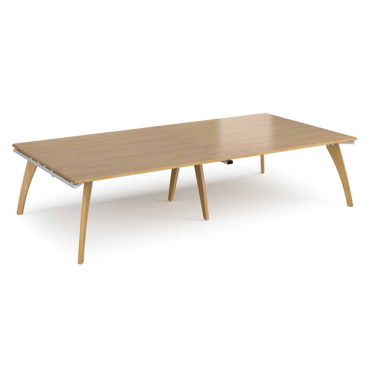 Fuze rectangular boardroom table 3200mm x 1600mm with oak legs - white underframe, Oak Top - view 1