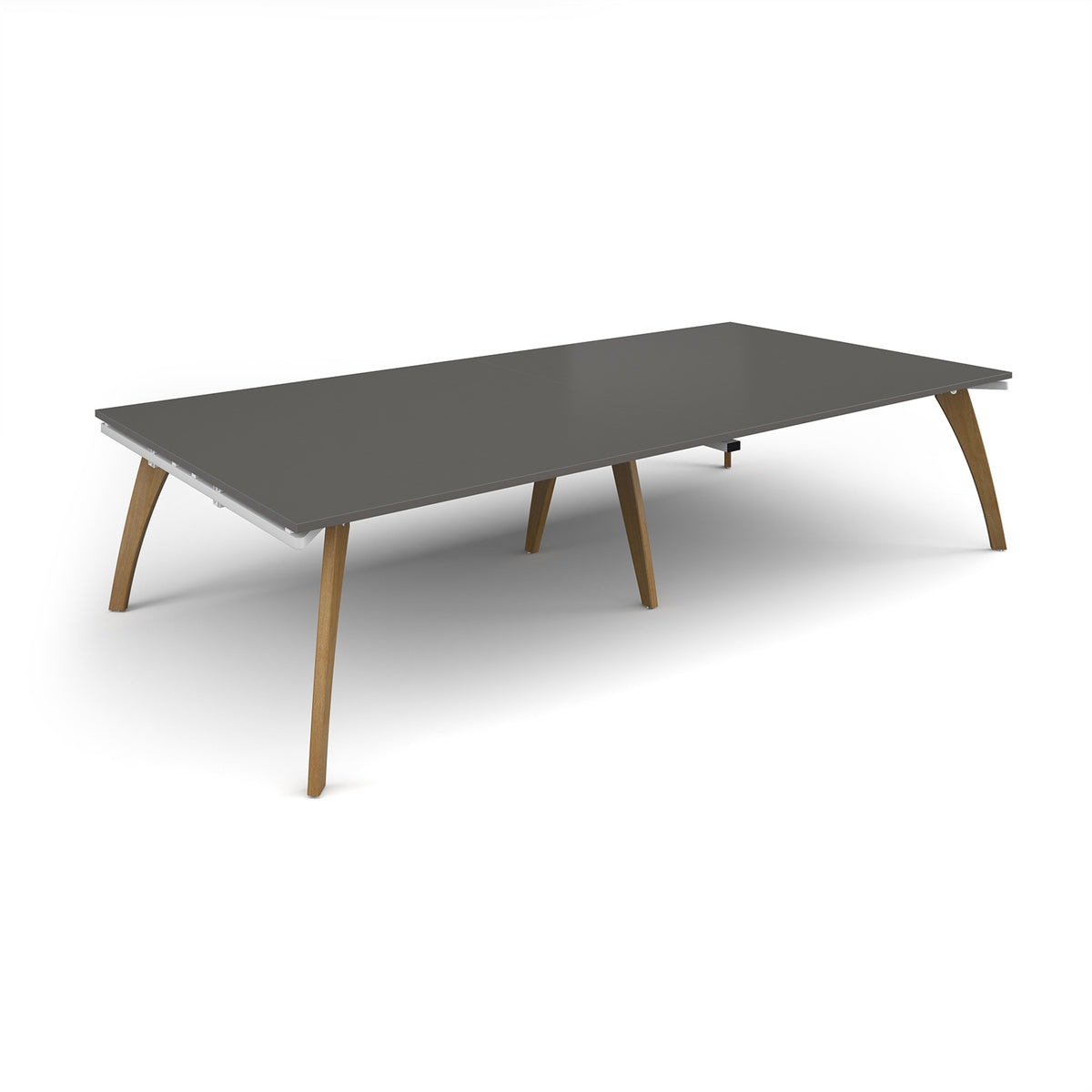 Fuze rectangular boardroom table 3200mm x 1600mm with oak legs - white underframe, onyx grey top - view 1