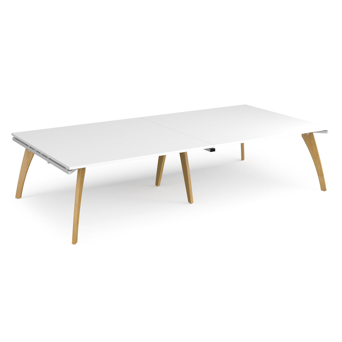 Fuze rectangular boardroom table 3200mm x 1600mm with oak legs - white underframe, White Top - view 1