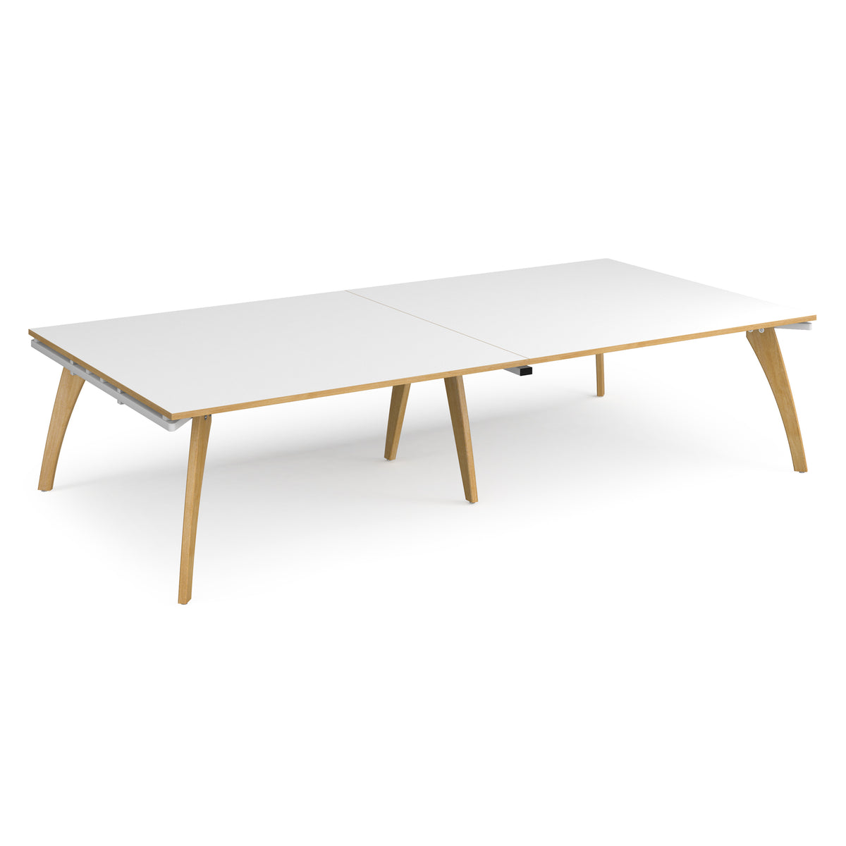 Fuze rectangular boardroom table 3200mm x 1600mm with oak legs - white underframe, White Top with oak edging - view 1