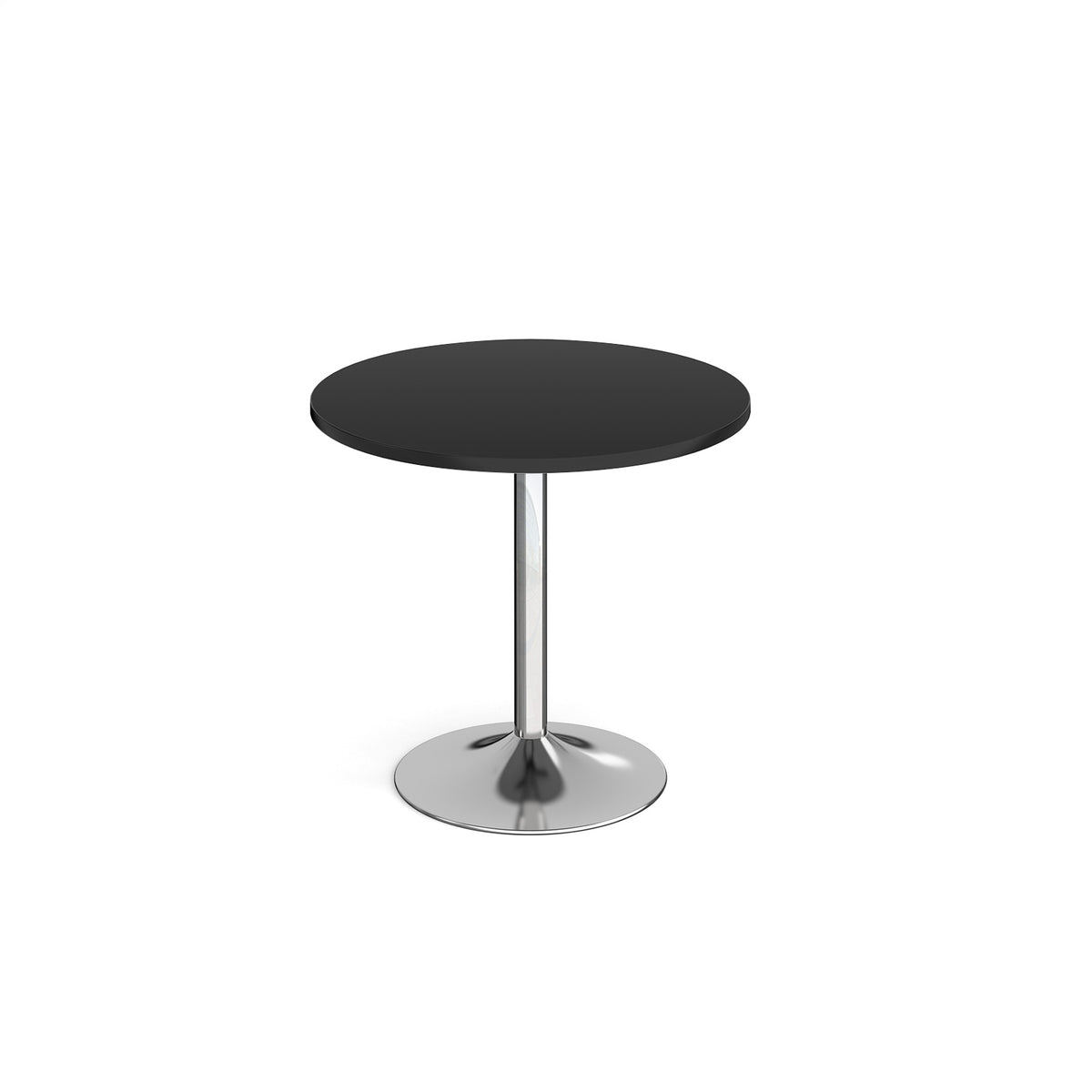 Genoa circular dining table with chrome trumpet base 800mm - Black - view 1
