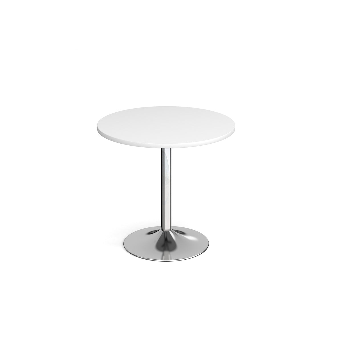 Genoa circular dining table with chrome trumpet base 800mm - white - view 1