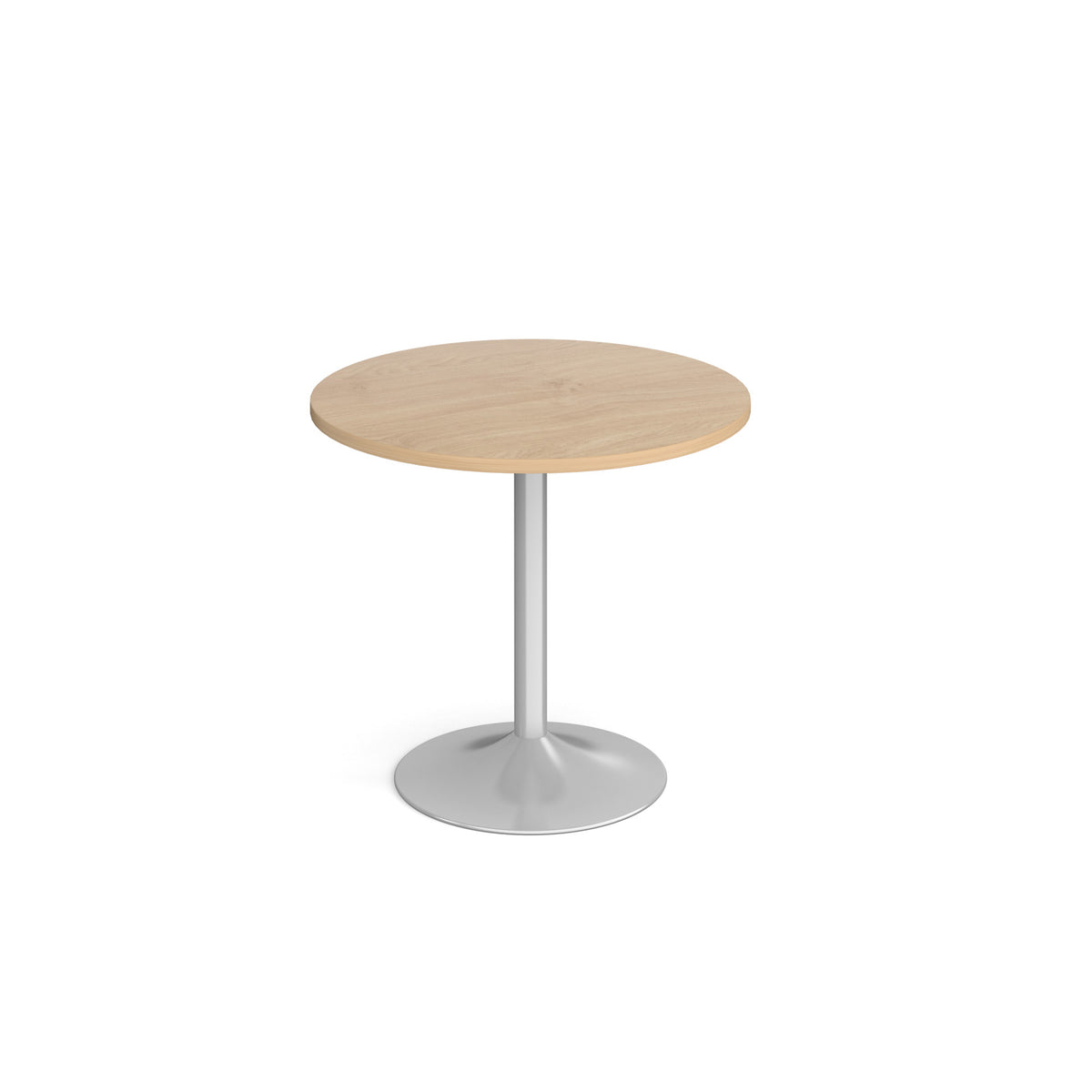 Genoa circular dining table with silver trumpet base 800mm - Kendal oak - view 1