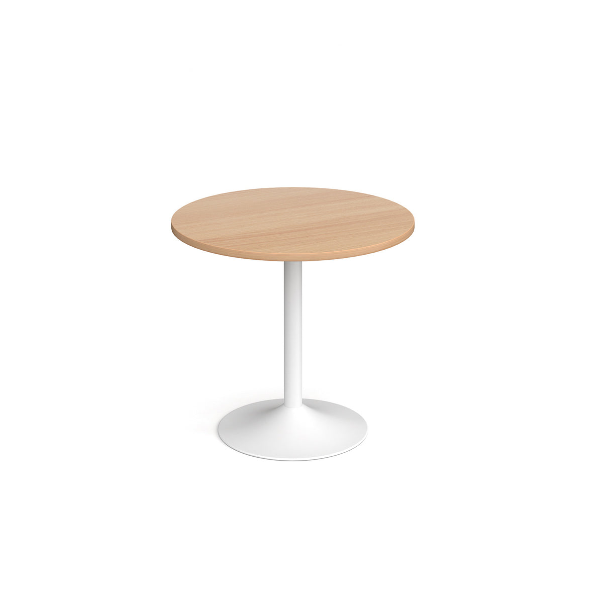 Genoa circular dining table with white trumpet base 800mm - Beech - view 1