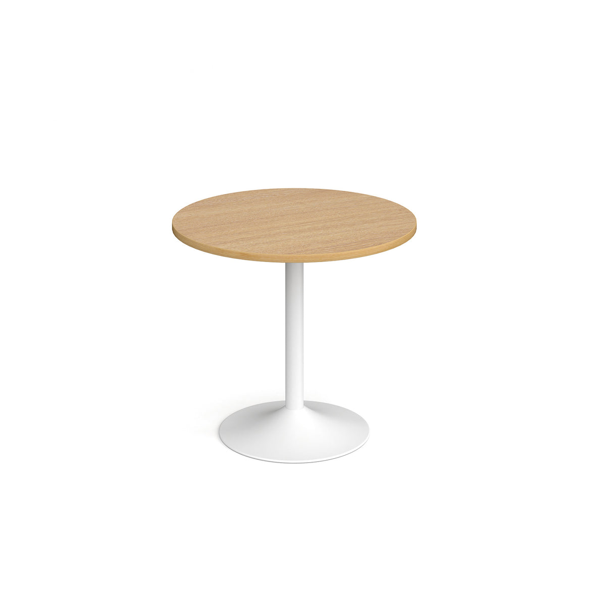 Genoa circular dining table with white trumpet base 800mm - oak - view 1