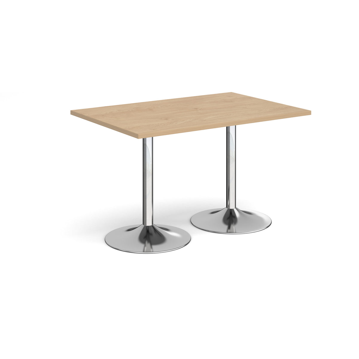 Genoa rectangular dining table with chrome trumpet base 1200mm x 800mm - Kendal oak - view 1