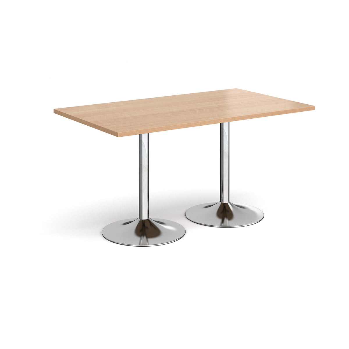 Genoa rectangular dining table with chrome trumpet base 1400mm x 800mm - Beech - view 1